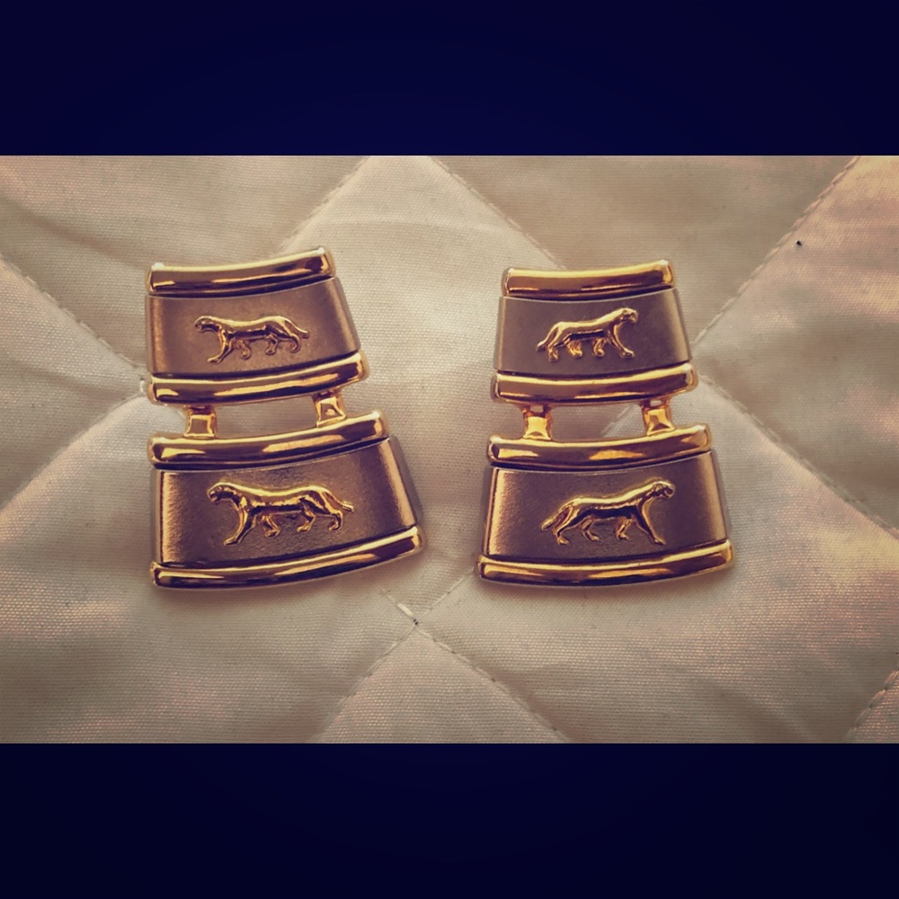 VINTAGE GOLD TIGER Designer Earrings- Pierced